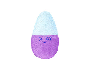 colorful Easter purple egg on white background