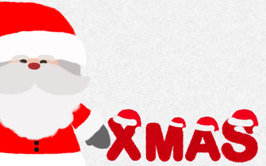 Santa Claus with Xmas letter animation character drawing with fur and feather clothes isolated in white fur winter background can use for invitation card has copy space for Christmas holiday concept.