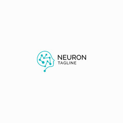 People head with dot connectivity Neuron Logo Icon Design Template. Brain, Connect, Data, Modern Vector Illustration