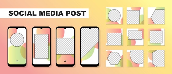 Set of Social media template for stories and posts.Editable square for digital marketing,discount,special offer,advertiser,web banner and mobile apps