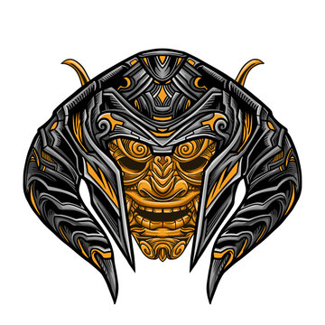Evil Warrior Golden Mask Vector