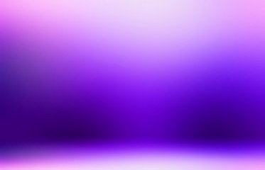 Purple shiny 3d abstract background. Lilac gradient plain pattern. Empty wall and floor blurred texture. Elite studio interior.