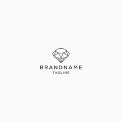 Line art polygonal Diamond Jewelry Logo Icon Design Template. Line Style, Minimalist, Modern Vector Illustration