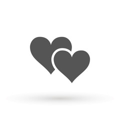 Two lovers hearts. Love symbol. Double heart Icon Vector. Valentine Icon Drawing.