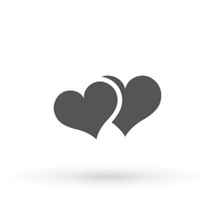 Two lovers hearts. Love symbol. Double heart Icon Vector. Valentine Icon Drawing.