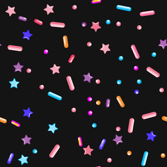 Sprinkle Cupcake Donut Topping. Seamless Pattern 