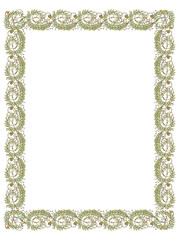 Floral frame isolated on white background.