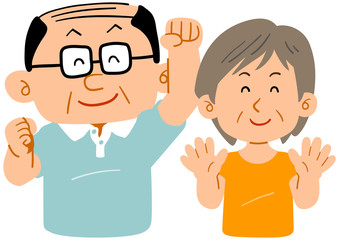 スポーツウェアを着た元気なシニアの夫婦