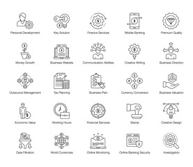 Financial Services Line Icons Pack