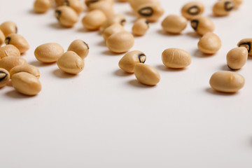 Black eyed beans on white background 