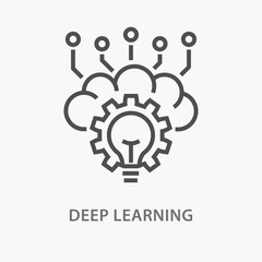 Deep learning line icon on white background.