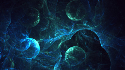 Obraz premium 3D rendering abstract blue fractal light background