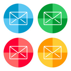 Set of colorful envelope icons. E-mail buttons. Vector.