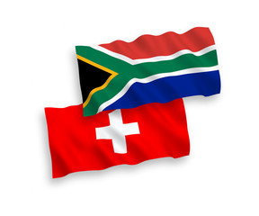 Flags of Switzerland and Republic of South Africa on a white background