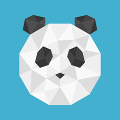Panda head in polygonal style. Vector illustration.