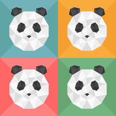 Low poly panda art. Vector illustration.