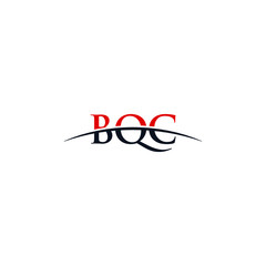 Initial letter BQC, overlapping movement swoosh horizon logo company design inspiration in red and dark blue color vector