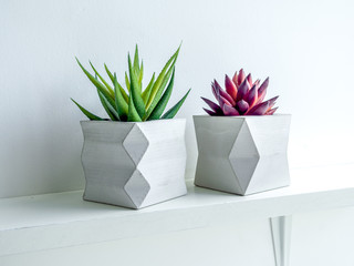 Concrete pot. Modern geometric concrete planter.