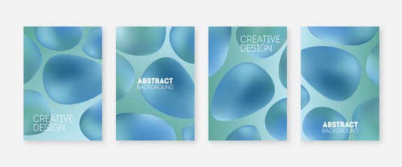 Abstract futuristic 3d cover set. Modern trend simple minimal geometric poster design with flying bubbles