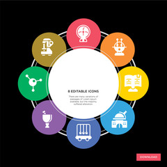 8  concept icons infographic design.  concept infographic design on black background