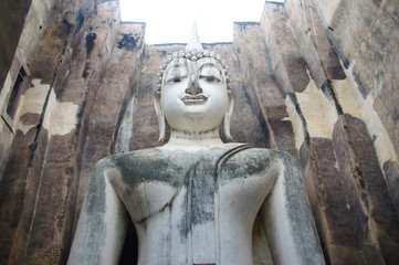 big buddha wat si chum, old town sukhothai, world heritage, tourist attraction, thailand