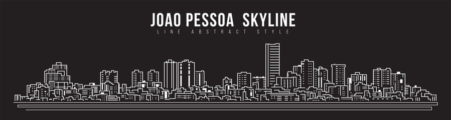 Cityscape Building panorama Line art Vector Illustration design - joao pessoa city skyline