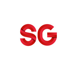 Initial two letter red 3D logo vector SG