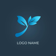 Letter Y leaf logo isolated. Alphabet vector image