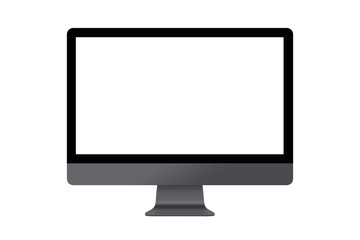 blank screen computer display mock up isolated on white background with clipping path