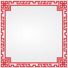 Chinese happy new year red boarder frame design vector illustration