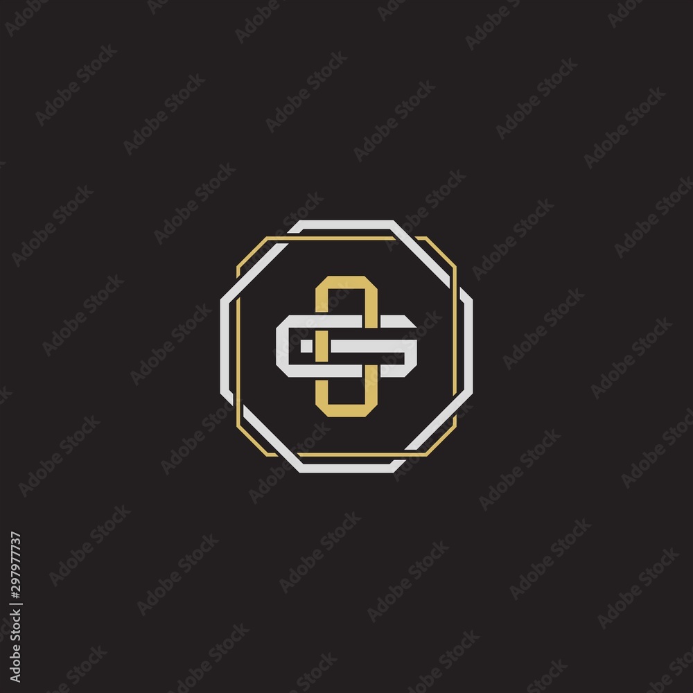 Fototapete cg initial letter overlapping interlock logo monogram line art style