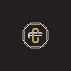 CF Initial letter overlapping interlock logo monogram line art style