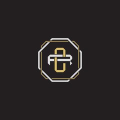 CR Initial letter overlapping interlock logo monogram line art style