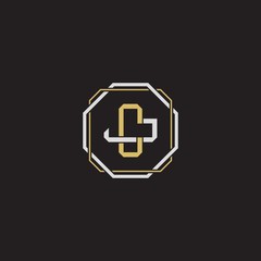 CJ Initial letter overlapping interlock logo monogram line art style