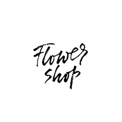Flower shop. Calligraphy template design element for business, florists market. Vector illustration.