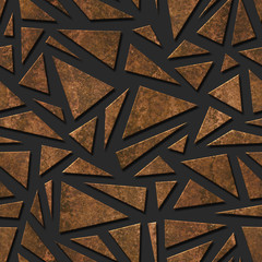 Bronzen metalen driehoek naadloze textuur, 3D illustratie, 3D-paneel