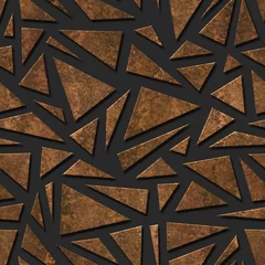 Fototapete 3D Bronzemetallisches Dreieck nahtlose Textur, 3D-Illustration, 3D-Panel