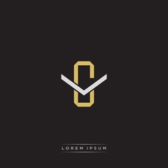 Obraz premium CV Initial letter overlapping interlock logo monogram line art style