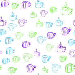 Coffee seamless vector pattern for Cup mug, restaurant or cafe menu design. 