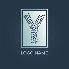 Letter Y with pattern logo isolated. Alphabet vector image