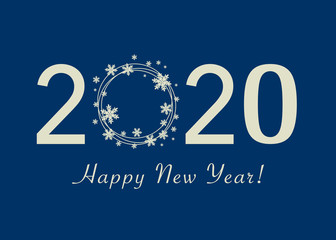 Happy New Year 2020 design with snowflake.