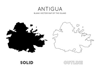Antigua map. Blank vector map of the Island. Borders of Antigua for your infographic. Vector illustration. - obrazy, fototapety, plakaty