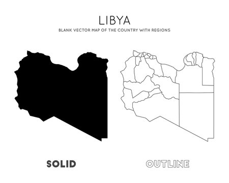 Libya map. Blank vector map of the Country with regions. Borders of Libya for your infographic. Vector illustration.