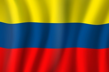 Fototapeta premium Colombia 3D realistic wavy national flag