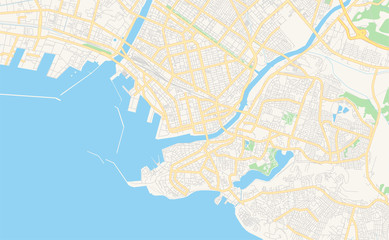 Printable street map of Kushiro, Japan