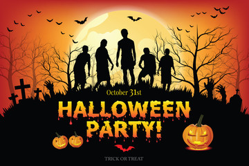 Ghost hand And Zombies appeared on the full moon night.