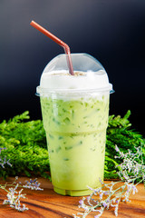 Cold drink With iced green tea, cold cocoa, cool coffee