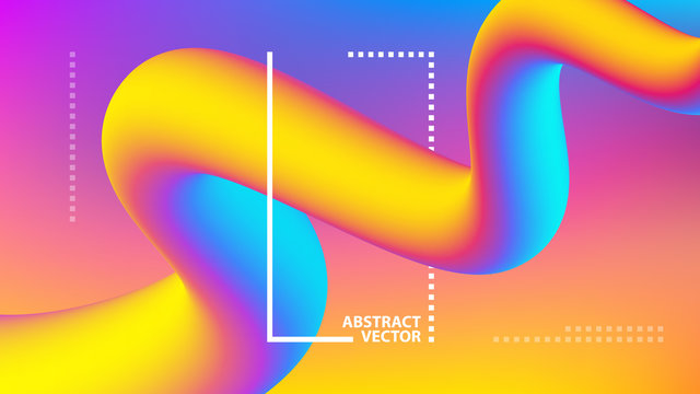 3d flow shape creative design. Dynamic liquid color wave background. Vector illustration.