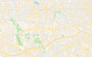 Printable street map of Mitaka, Japan