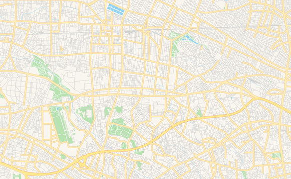 Printable street map of Mitaka, Japan